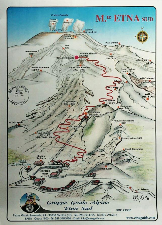 Hartă detaliată Vulcanul Etna